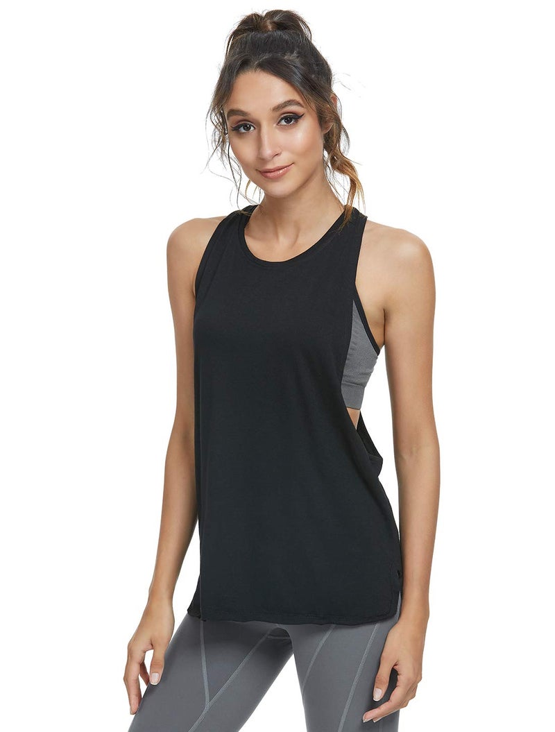 Cosy Pyro Workout Tank Tops for Women Lightweight Running Tanks Basic Gym Tops Sleeveless Athletic Yoga Shirts-4 Pack Black/White/Dark Gray/Green M - Image 3